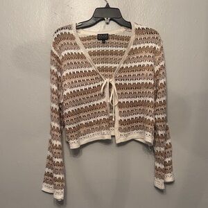 Cream and Brown Knit Cardigan